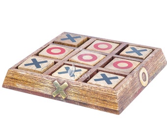 Handcrafted Wooden Tic Tac Toe Game: Mango Wood Tabletop Set