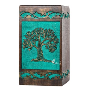 Wooden Cremation Urns for Human Ashes - Tree of Life Wooden Carved Box - Memorial Keepsake Urn - Urn for Mom and Dad by INTAJ