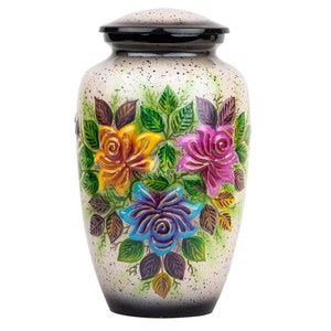Handmade Floral Carved Urn for Human Ashes - Urn for Ashes Large - Personalized Cremation Urn for Ashes Handcrafted - Urn for Dogs Ashes