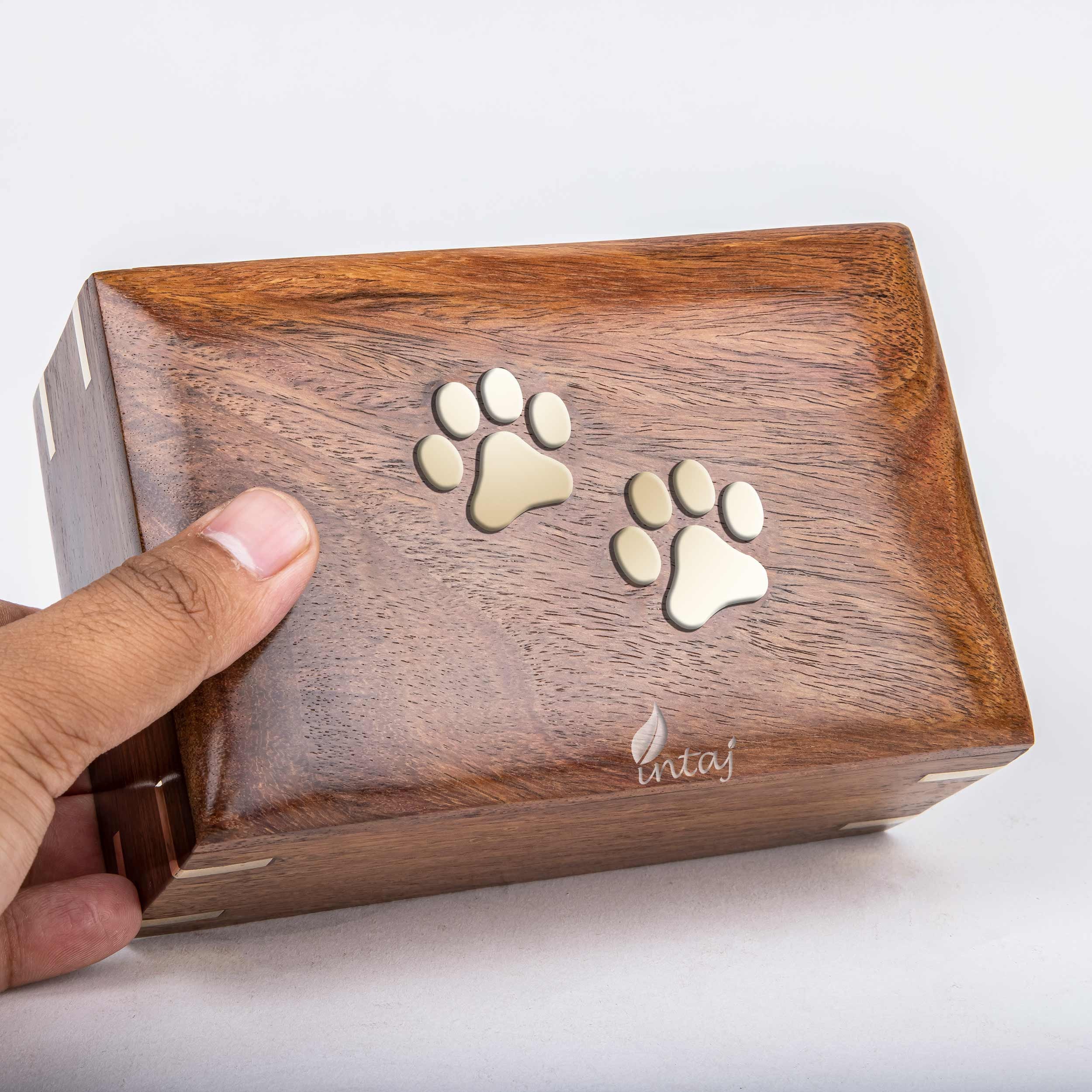 Custom UVPrinted Cremation Box for Dog Ashes Wooden Pet Urn for Dogs