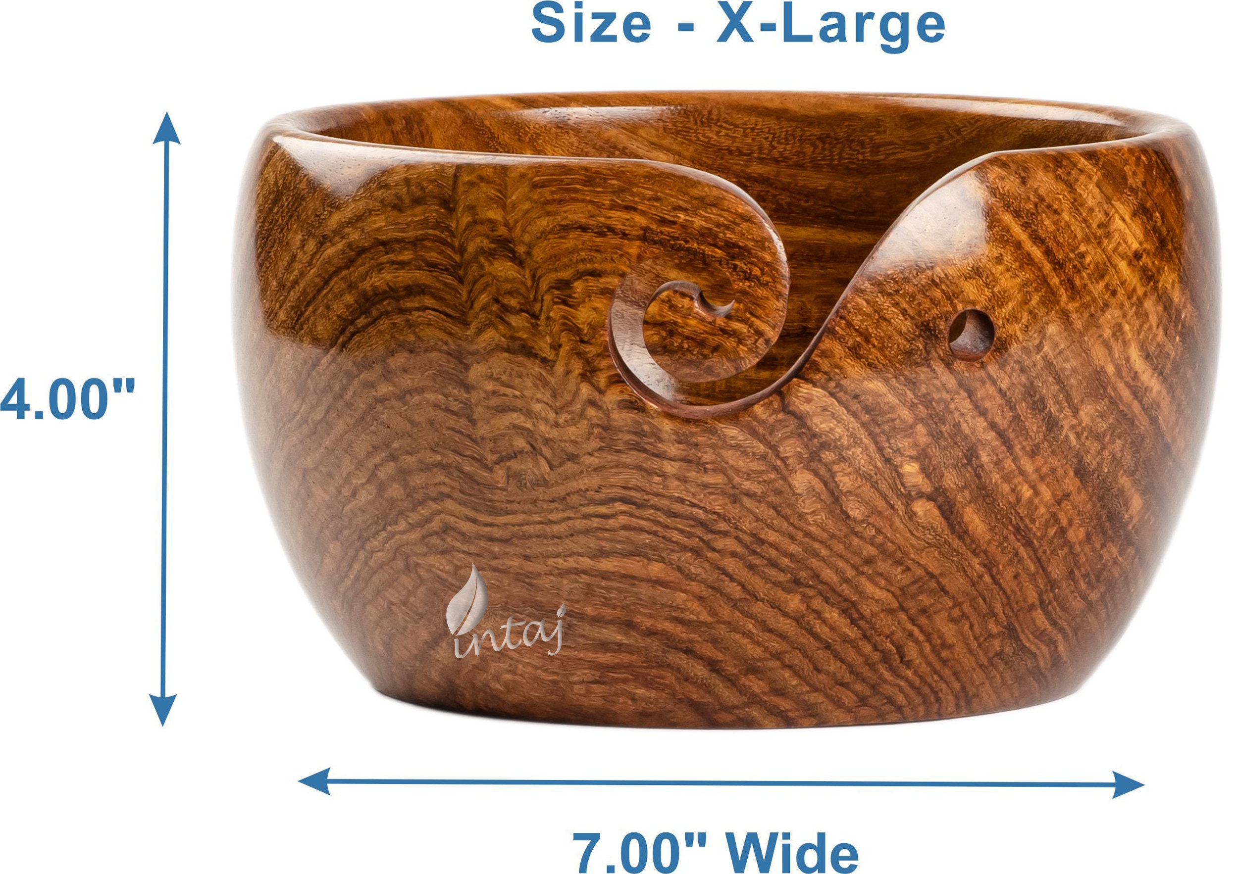 Glory to Glory Large Yarn Bowl | 5 in x 7 in Yarn Bowls for Crocheting Large | Unique Design Crochet Bowl | Pine Wood Crochet Bowls for Yarn | Yarn Holder for