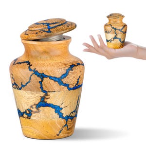 Keepsake Urn for Ashes Memorial Keepsake Urn for mom dad, Urn for Human Ashes Keepsake Sharing Urn, woden carved box cremation urn