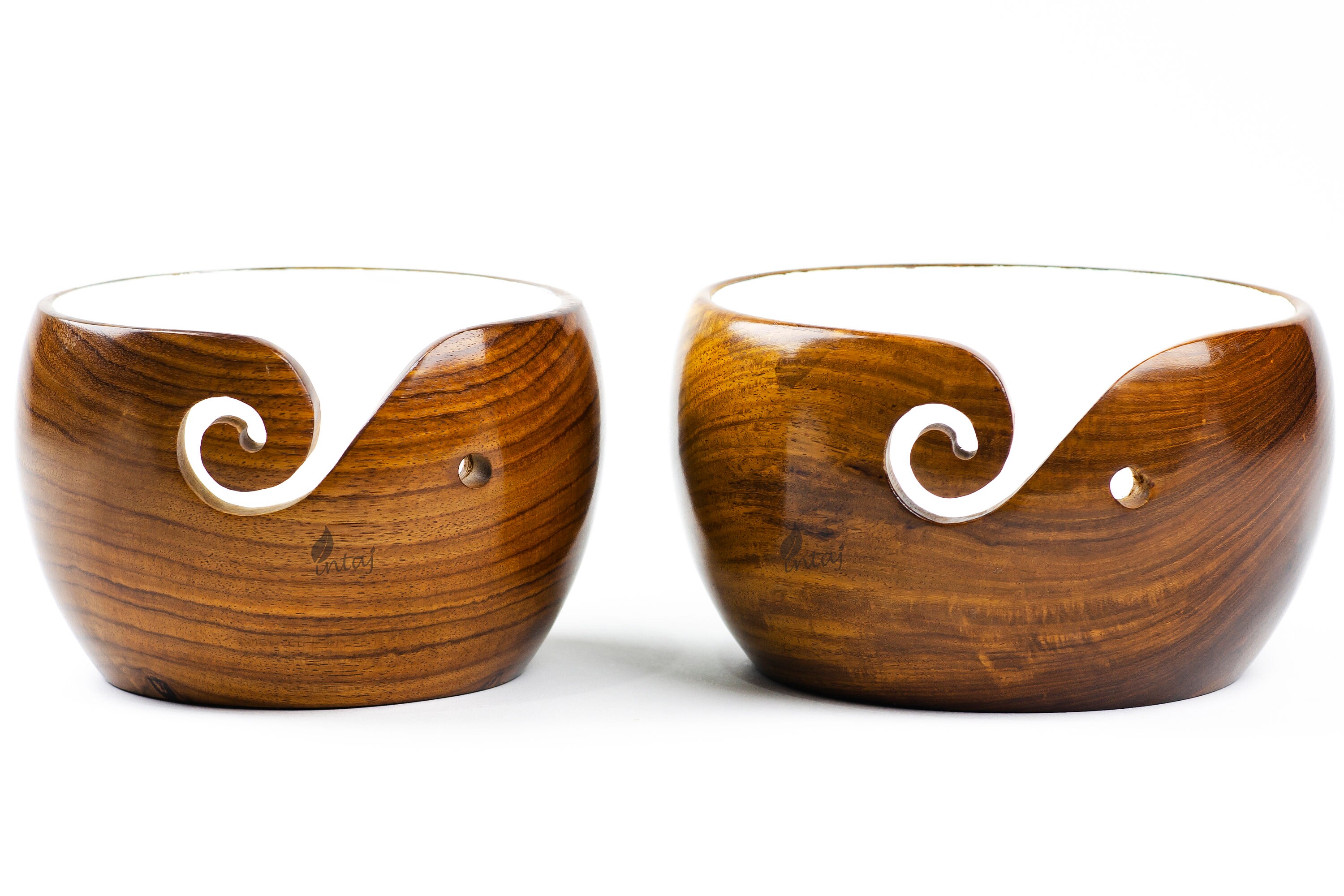 Handmade Rosewood Yarn Storage Bowl for Knitting & Crocheting Etsy