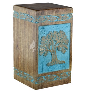 Wooden Cremation Urns for Human Ashes - Tree of Life Wooden Carved Box - Memorial Keepsake Urn - Urn for Mom and Dad by INTAJ