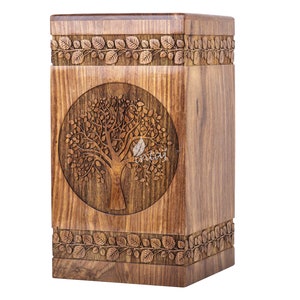 Wooden Cremation Urns for Human Ashes - Tree of Life Wooden Carved Box - Memorial Keepsake Urn - Urn for Mom and Dad by INTAJ