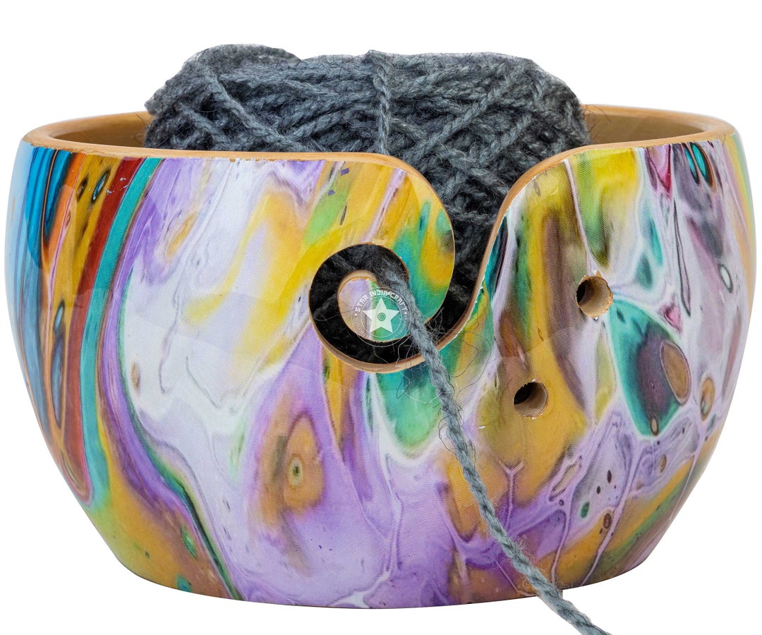 Rosewood Yarn Bowl Turned Wood Yarn Bowl for Knitting Crocheting A