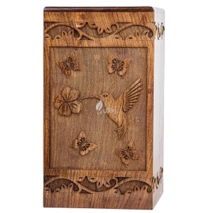 Handmade Rosewood Cremation Urn: Tree of Life Wooden Box