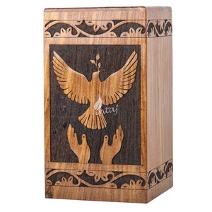 Handmade Rosewood Cremation Urn: Tree of Life Wooden Box