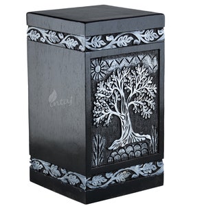 Wooden Cremation Urns for Human Ashes - Tree of Life Wooden Carved Box - Memorial Keepsake Urn - Urn for Mom and Dad by INTAJ