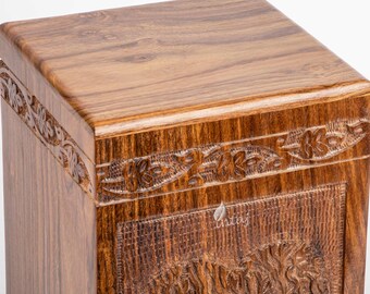 Urna Per Ceneri In Legno Di Palissandro Con Intaglio A Mano – Albero Della Vita E Colomba – Capacità 113,4 Kg – Scatola Funeraria Artigianale Per Adulti - 3
