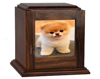 Handcrafted Wood Pet Memorial Urn with Photo Frame