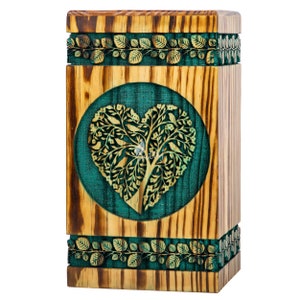 Wooden Cremation Urns for Human Ashes - Tree of Life Wooden Carved Box - Memorial Keepsake Urn - Urn for Mom and Dad by INTAJ