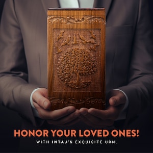 Wooden Cremation Urns for Human Ashes - Tree of Life Wooden Carved Box - Memorial Keepsake Urn - Urn for Mom and Dad by INTAJ