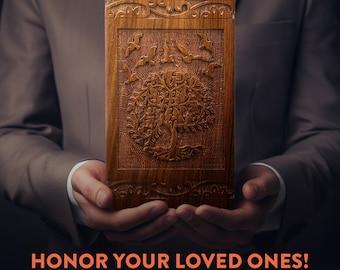 Wooden Cremation Urns for Human Ashes - Tree of Life Wooden Carved Box - Memorial Keepsake Urn - Urn for Mom and Dad by INTAJ