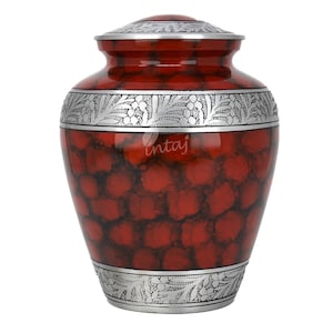Handmade Cremation Urn for Ashes Adult - Large Elite Red Urn for Human Ashes - A Perfect Funeral Urn for your loved ones | 200 lbs | 10x8&quot;