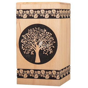 Wooden Cremation Urns for Human Ashes - Tree of Life Wooden Carved Box - Memorial Keepsake Urn - Urn for Mom and Dad by INTAJ