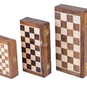 Juego de ajedrez magnético plegable de madera grabado personalizado de 7 a 12 pulgadas - Tablero de ajedrez de palisandro Juegos de mesa de ajedrez Regalos de cumpleaños y Navidad