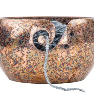 Handmade Copper Antique Finish Yarn Bowl: Knitting Accessory