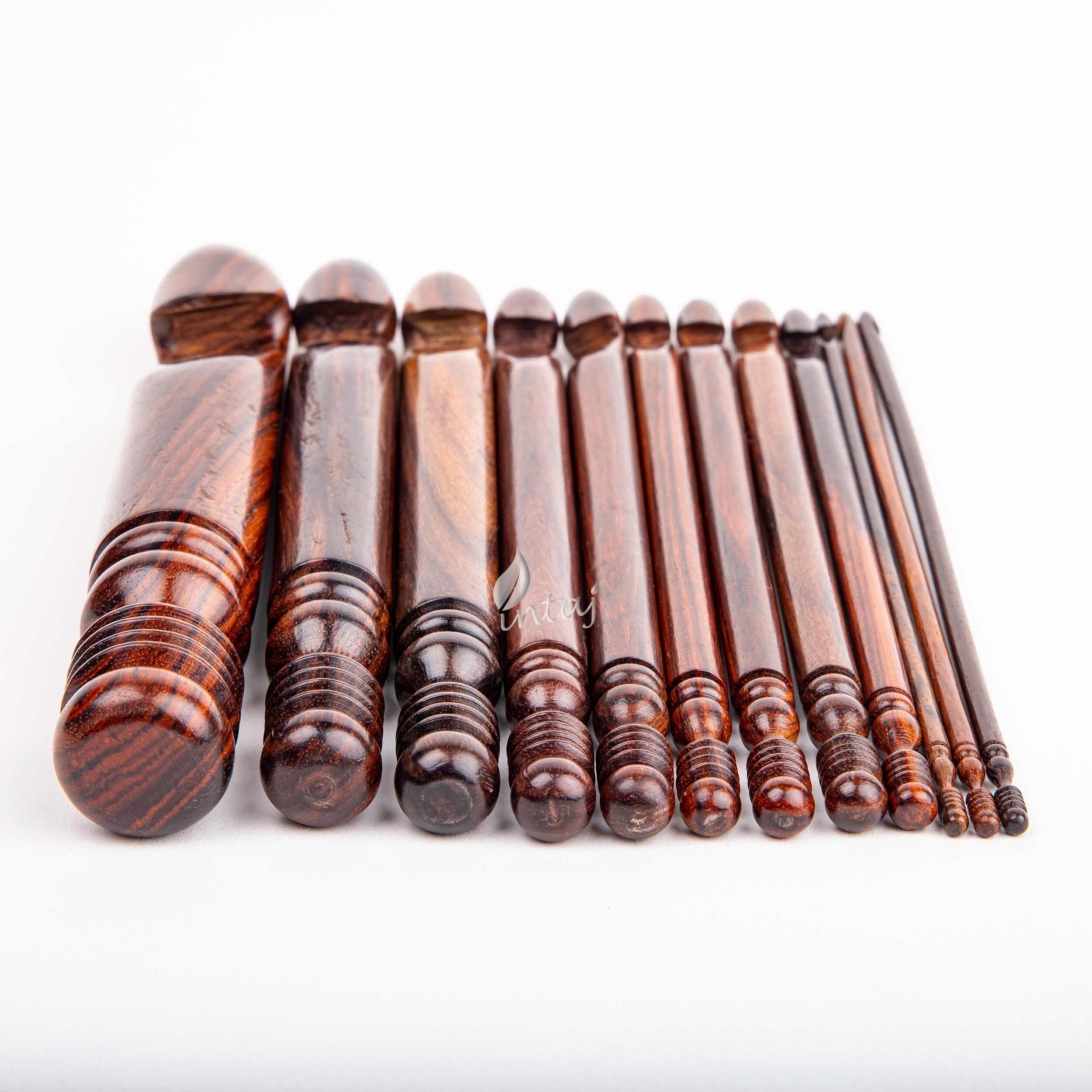 Wooden Crochet Hooks Set of 13 Set 3.5mm to 16mm Natural Etsy Canada