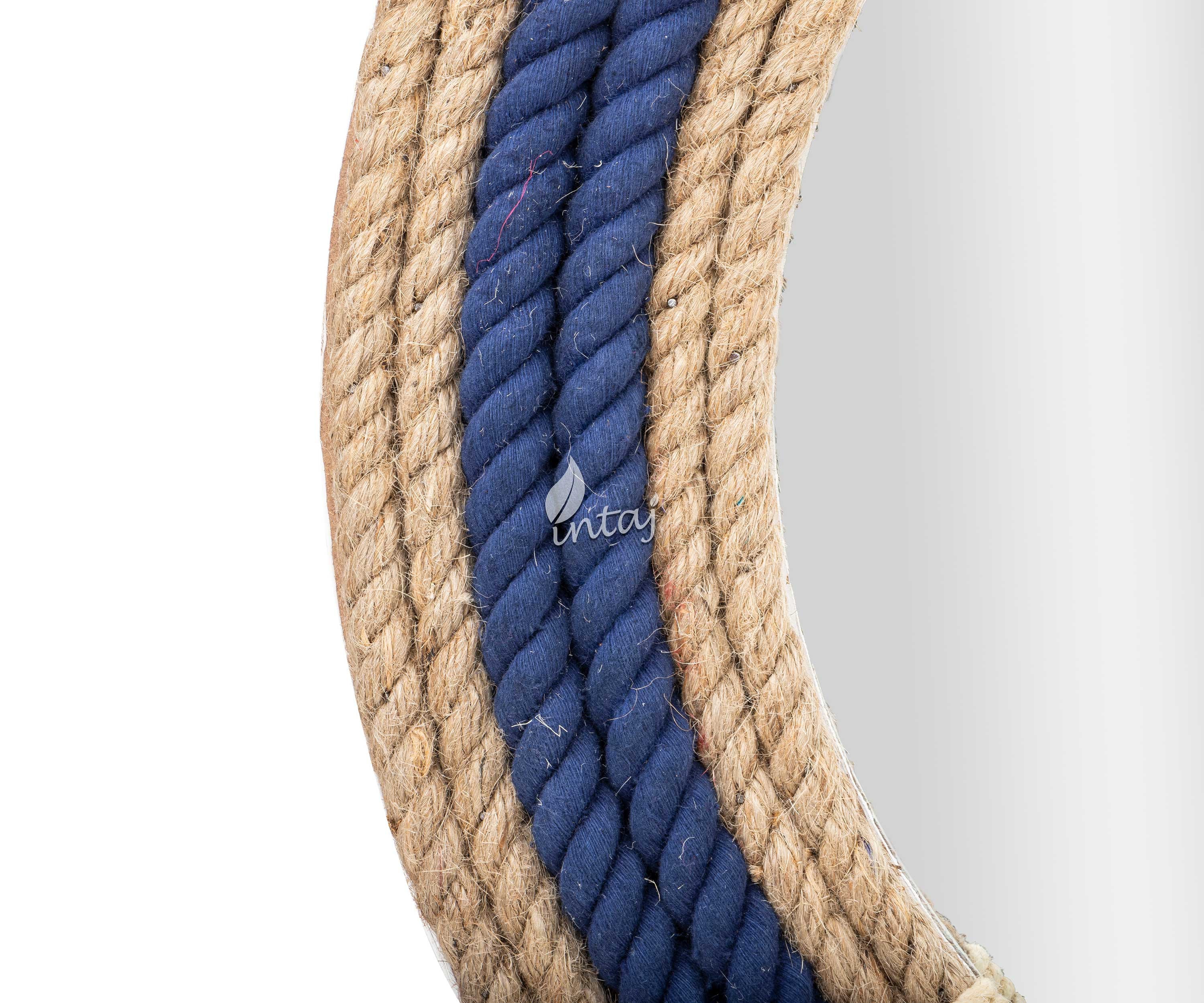 Handmade Nautical Porthole Mirror, Navy Blue Jute Rope Coastal ...