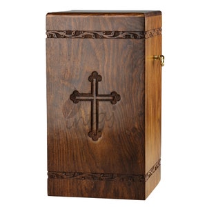 Handcrafted Wooden Urns for Ashes - Cross Engraved Rosewood Urn for Human Ashes | Funeral Pet Urns for Dogs Ashes - Wooden Box | Intaj Inc