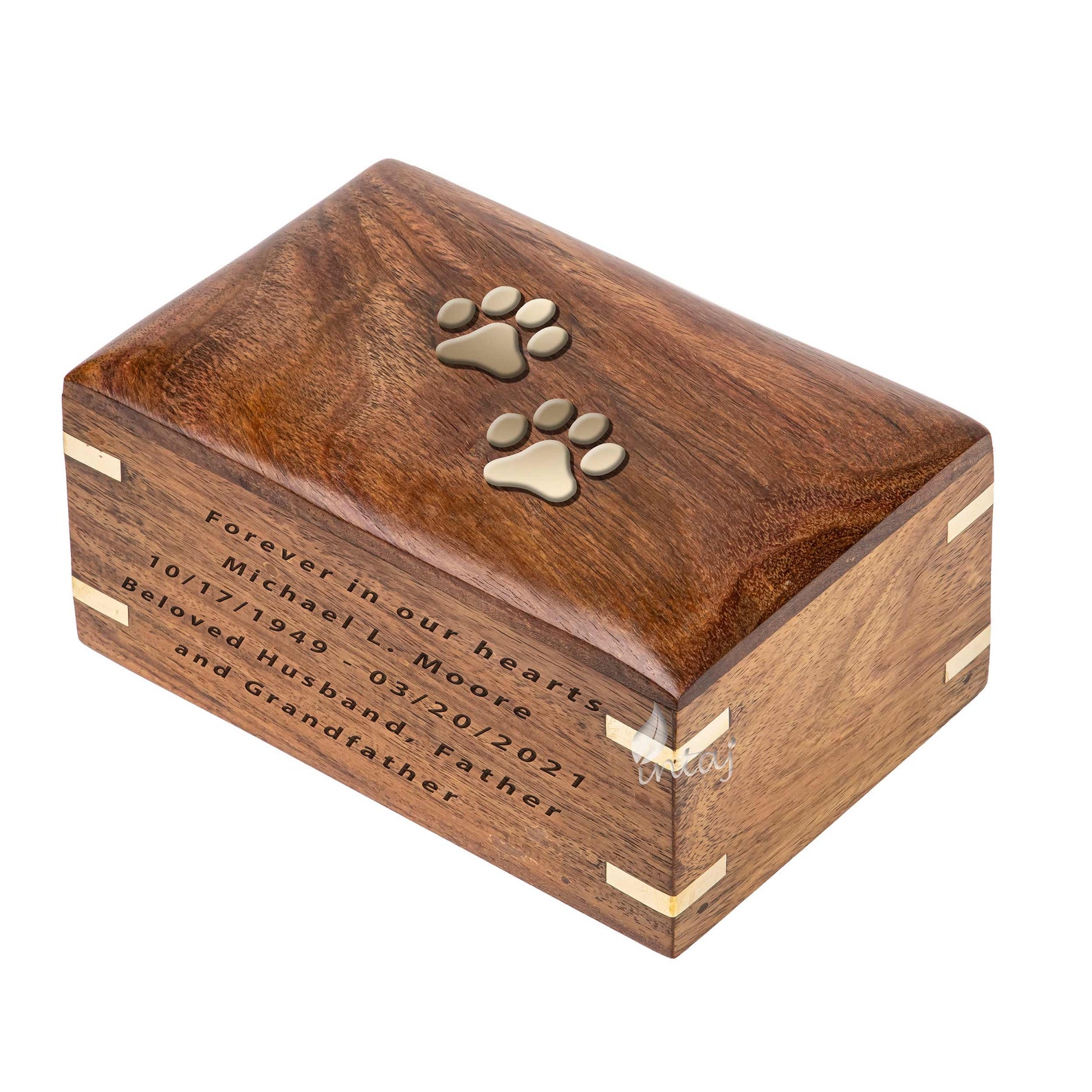 Custom Pet Urn for Dogs Rosewood Pet Urns for Ashes 3D Paws Etsy