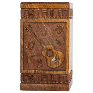 Handmade Guitar Wooden Urns for Human Ashes Full Size - Custom Personalized Rosewood Box Urn for Ashes - Engraved Cremation Urns for Ashes