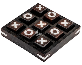 Handcrafted Mango Wood Tic Tac Toe Game Set