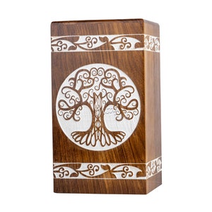 Wooden Cremation Urns for Human Ashes - Tree of Life Wooden Carved Box - Memorial Keepsake Urn - Urn for Mom and Dad by INTAJ