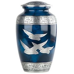 Elite Classic Cremation Urn for Human Ashes - Solid Peaceful Dove Adult Metal Urn Handcrafted  by INTAJ