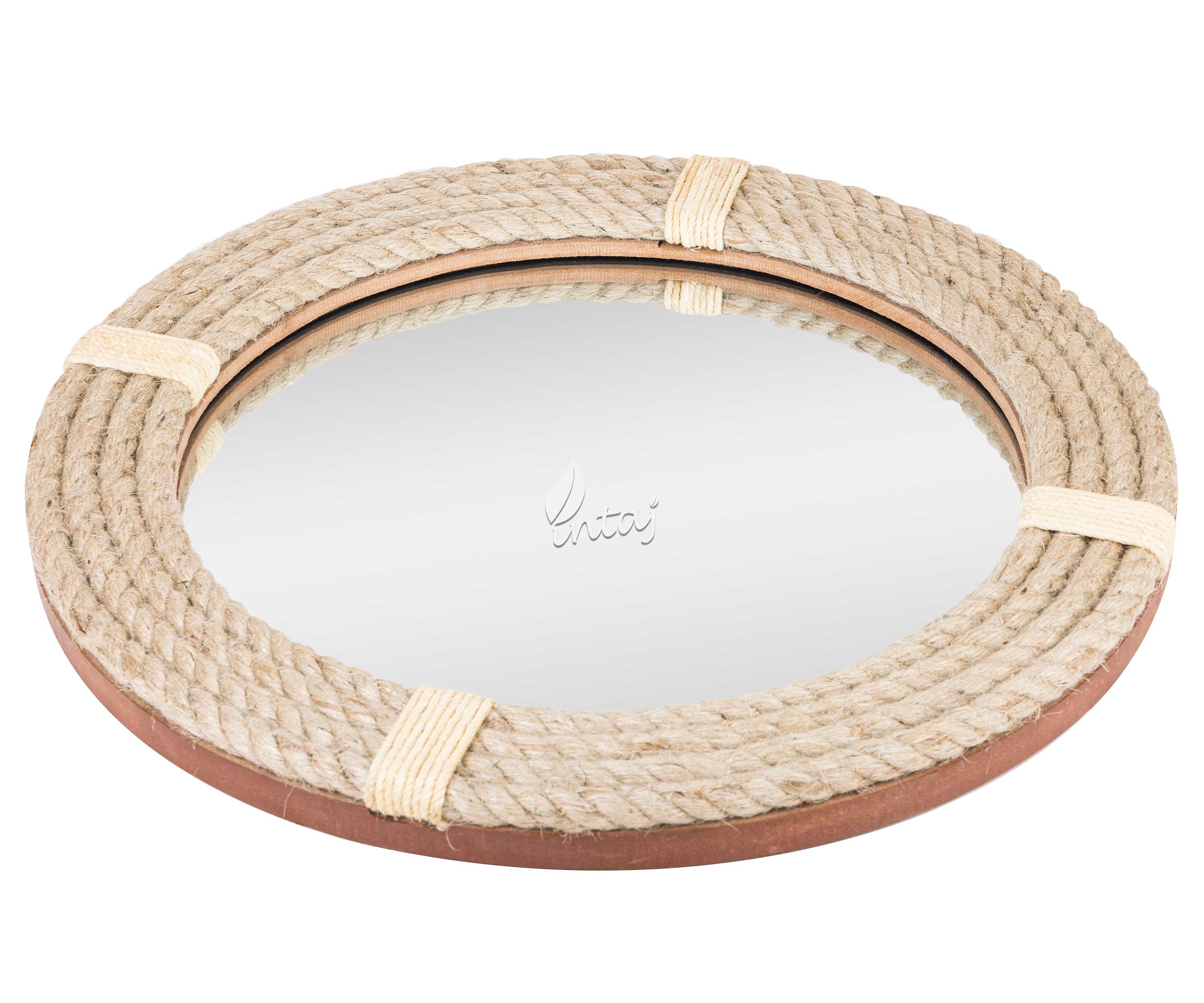 Handmade Round Rope Wall Mirror, Natural Jute Cotton Boho Coastal Decor ...