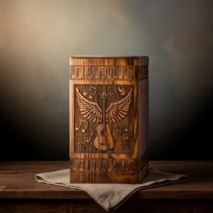 Urnen voor menselijke as van palissander met handgesneden bloemendetail. Kies een houten urnenkist met een afmeting van 20-640 cu in; personalisatie beschikbaar.