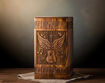 Urna de palisandro tallada a mano para cenizas humanas, caja funeraria de madera personalizada