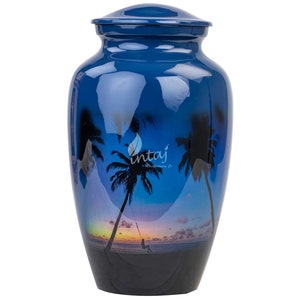 Handmade Royal Blue Cremation Urn for Ashes: Large Funeral Urn