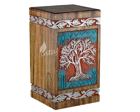 Ataúd De Madera Maciza Del árbol De La Vida, Urna Para Cenizas Funerarias Humanas Para Adultos, Urna De Cremación Para Adultos, Urna Personalizada, Urna De Mariposa (árbol De La Vida