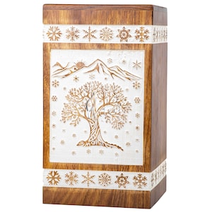 Wooden Cremation Urns for Human Ashes - Tree of Life Wooden Carved Box - Memorial Keepsake Urn - Urn for Mom and Dad by INTAJ