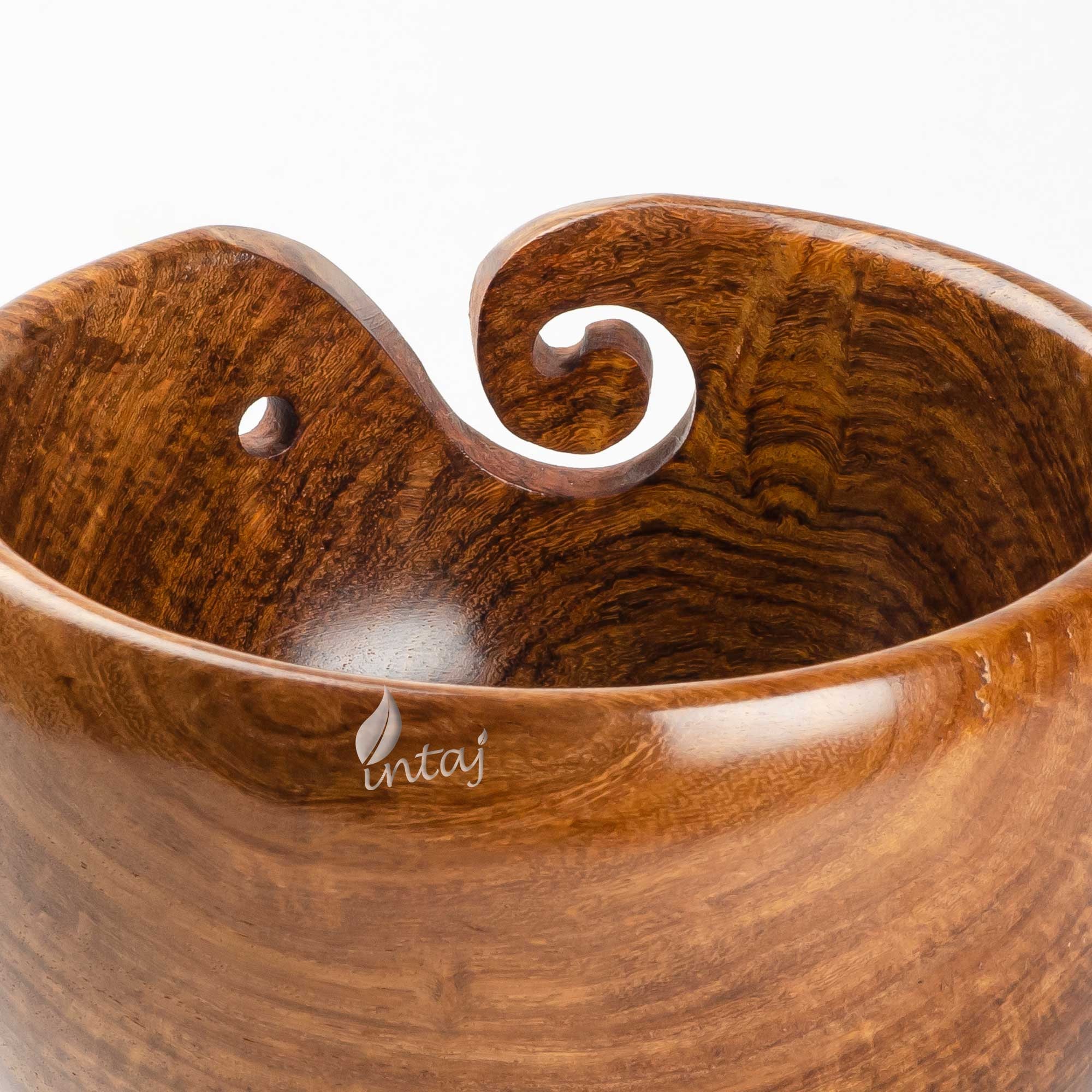 WILLBOND Wooden Yarn Bowl, 6 x 3 Inches Knitting Yarn Bowls with