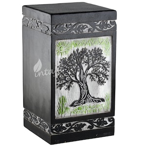 Wooden Cremation Urns for Human Ashes - Tree of Life Wooden Carved Box - Memorial Keepsake Urn - Urn for Mom and Dad by INTAJ