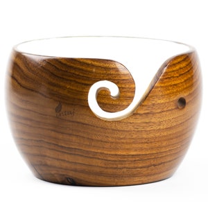 Handmade Rosewood Yarn Storage Bowl for Knitting & Crocheting | Yarn Storage Bowl for Yarn Winder, Crochet Hook Accessories | Yarn Bowl