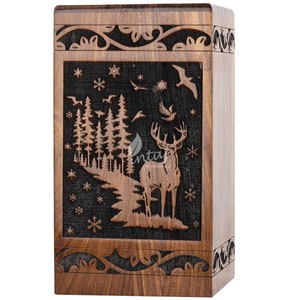 Handmade Rosewood Cremation Urn: Tree of Life Wooden Box