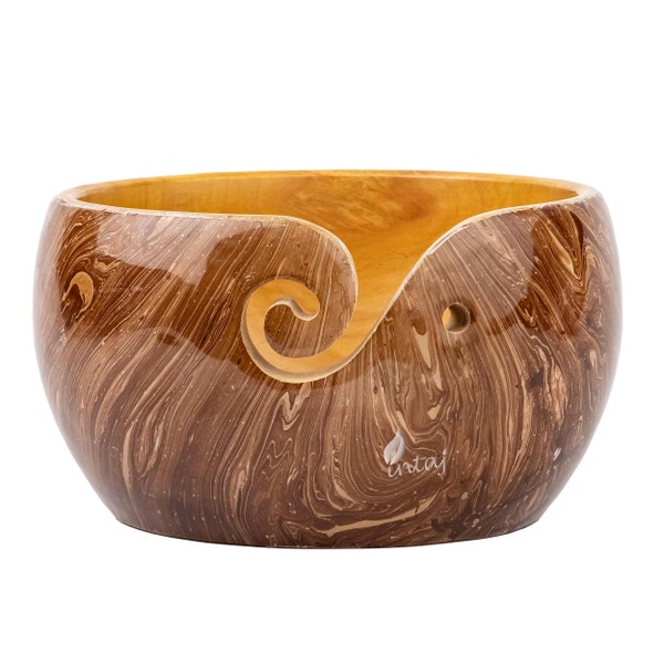 Handmade Yarn Bowl Wood - Jupiter Rosewood Yarn Bowl for knitting & Crocheting - Handcrafted Yarn Storage Bowl for Winder - Yarn Bowl