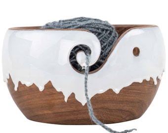 Rosewood Yarn Bowl - Turned Wood Yarn Bowl for Knitting Crocheting - A perfect Christmas Gift for Knitter Lover - Smooth, Durable and Heavy!