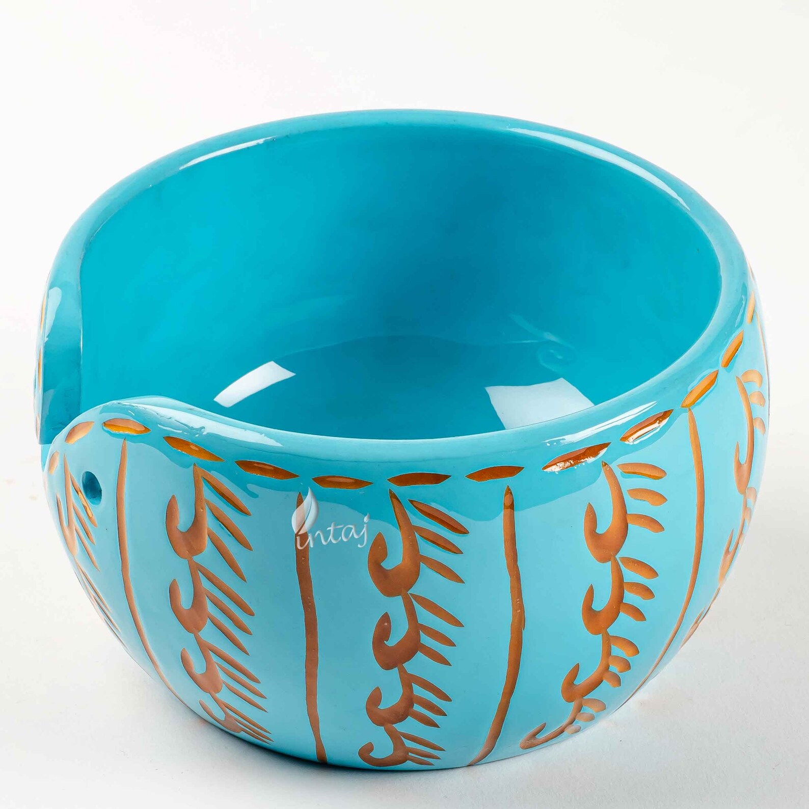 Handmade Yarn Bowl Wood Sky Blue Rosewood Yarn Bowl for Etsy