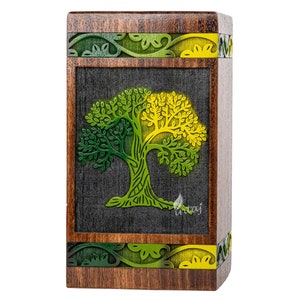 Wooden Cremation Urns for Human Ashes - Tree of Life Wooden Carved Box - Memorial Keepsake Urn - Urn for Mom and Dad by INTAJ