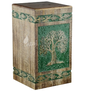 Handcrafted Wooden Urns for Ashes - Tree of life Rosewood Urn for Human Ashes | Funeral Pet Urns for Dogs Ashes - Wooden Box | Intaj Inc