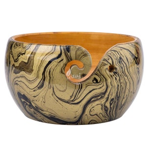 Large Handcrafted Yarn Bowl Wood - Sand Waves Yarn Bowl for Knitting and Crocheting - Yarn Bowl Handmade
