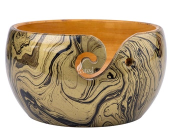 Large Handcrafted Yarn Bowl Wood - Sand Waves Yarn Bowl for Knitting and Crocheting - Yarn Bowl Handmade