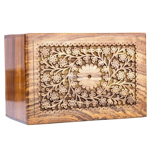 Wooden Cremation Urns for Human Ashes - Tree of Life Wooden Carved Box - Memorial Keepsake Urn - Urn for Mom and Dad by INTAJ