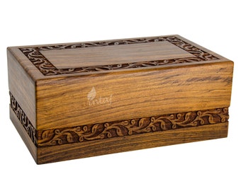 Wooden Cremation Urns for Human Ashes - Tree of Life Wooden Carved Box - Memorial Keepsake Urn - Urn for Mom and Dad by INTAJ
