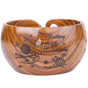 Regalo de tazón de hilo de madera hecho a mano para tejer el soporte de la madeja de hilo de palisandro - El mejor regalo para la Navidad de cumpleaños de la madre - Tazón de punto artesanal